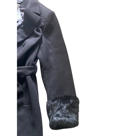 City Chic Black Coat Fluffe – Size 16 Faux Fur Cuff Belted Jacket NEW - Picture 13 of 16